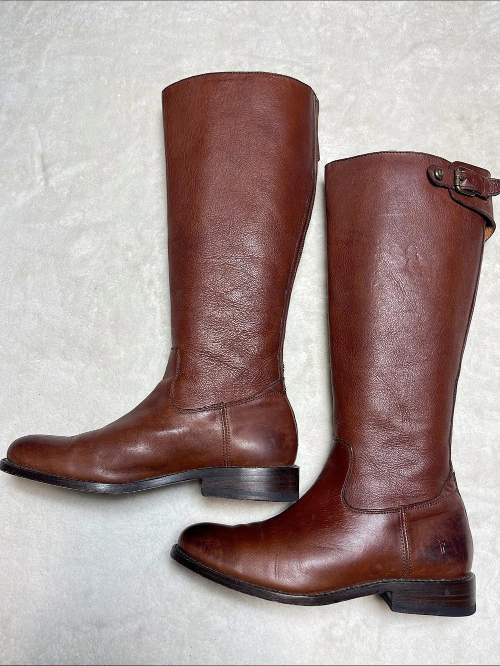Frye Melissa Button Back Zip Riding Boots Brown US 8 B
